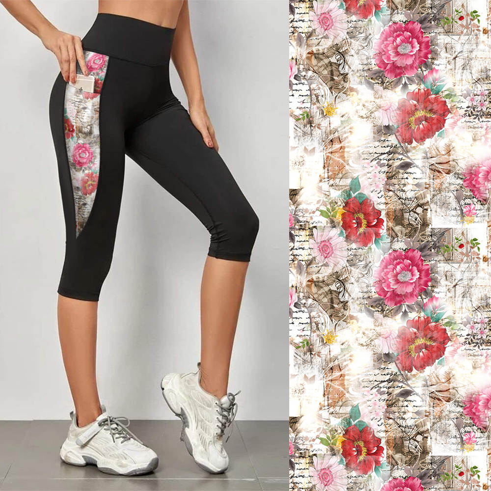 Black Leggings w/ Patterned Pockets - Poems