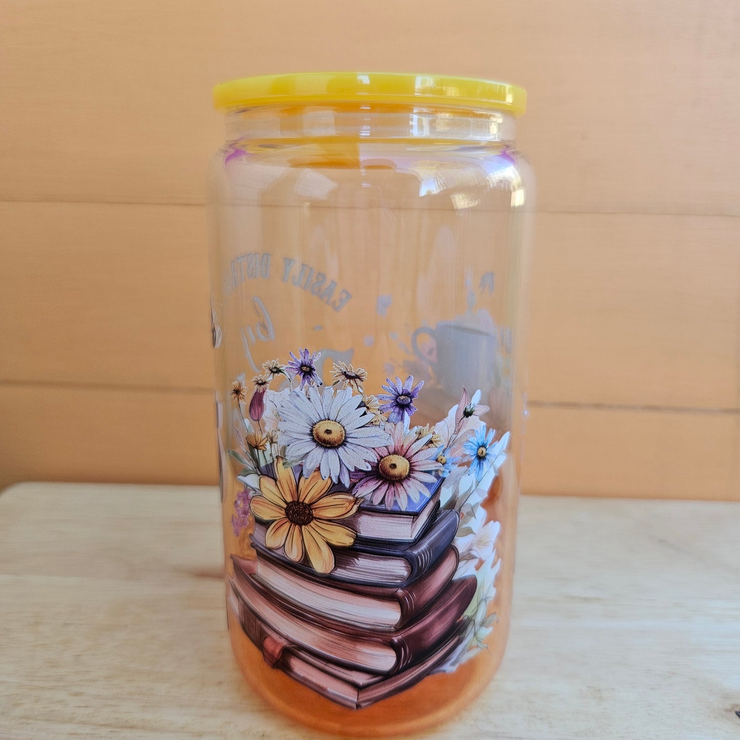 Distracted By Books Yellow Ombre Glass Tumbler - 16oz