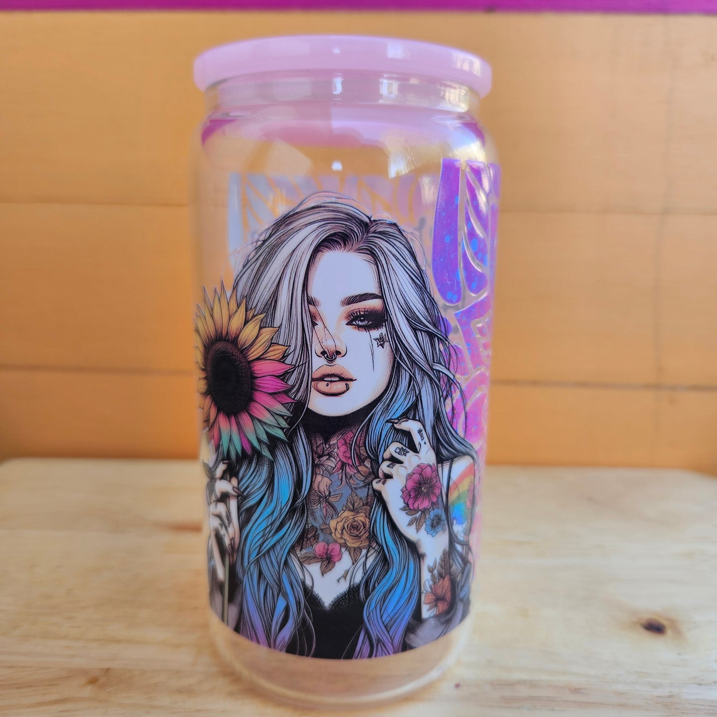 Storm Rainbow Clear Glass Tumbler - 16oz