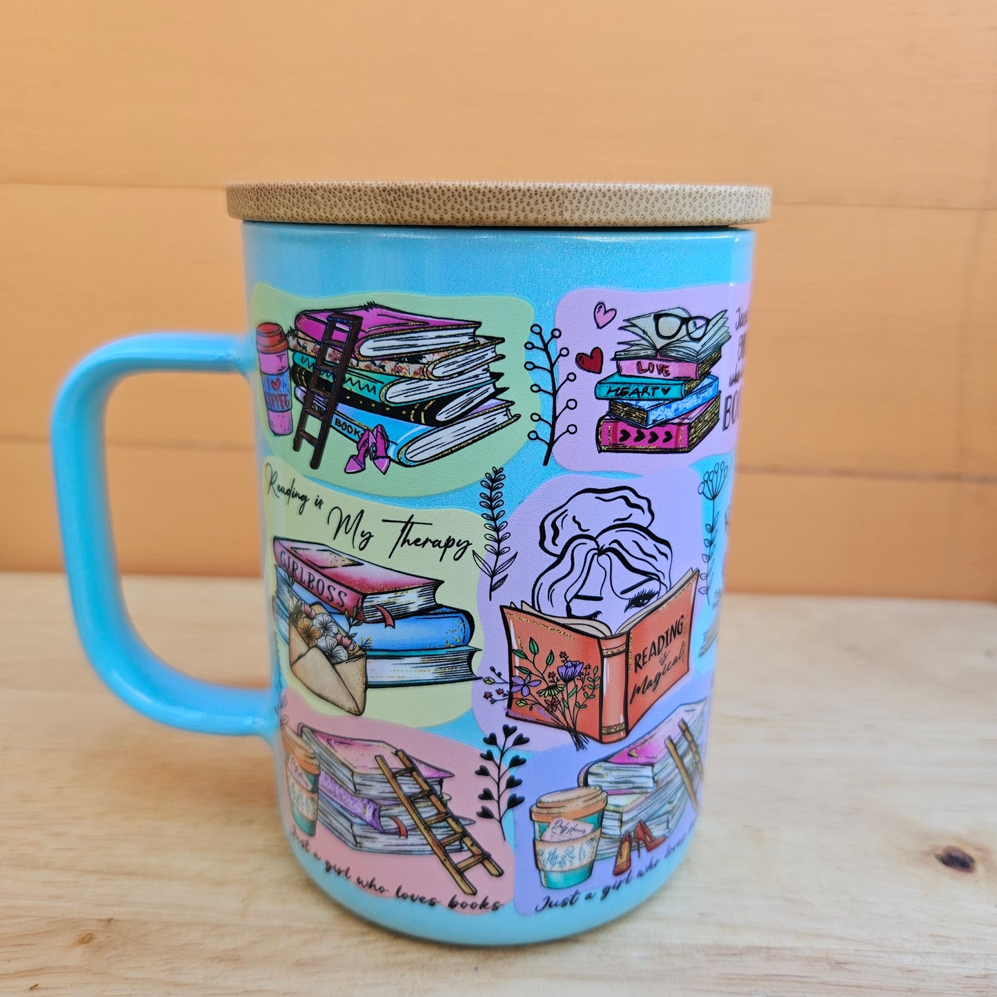 Reading Helps Your Mind Blue Shimmer Glass Mug - 16oz