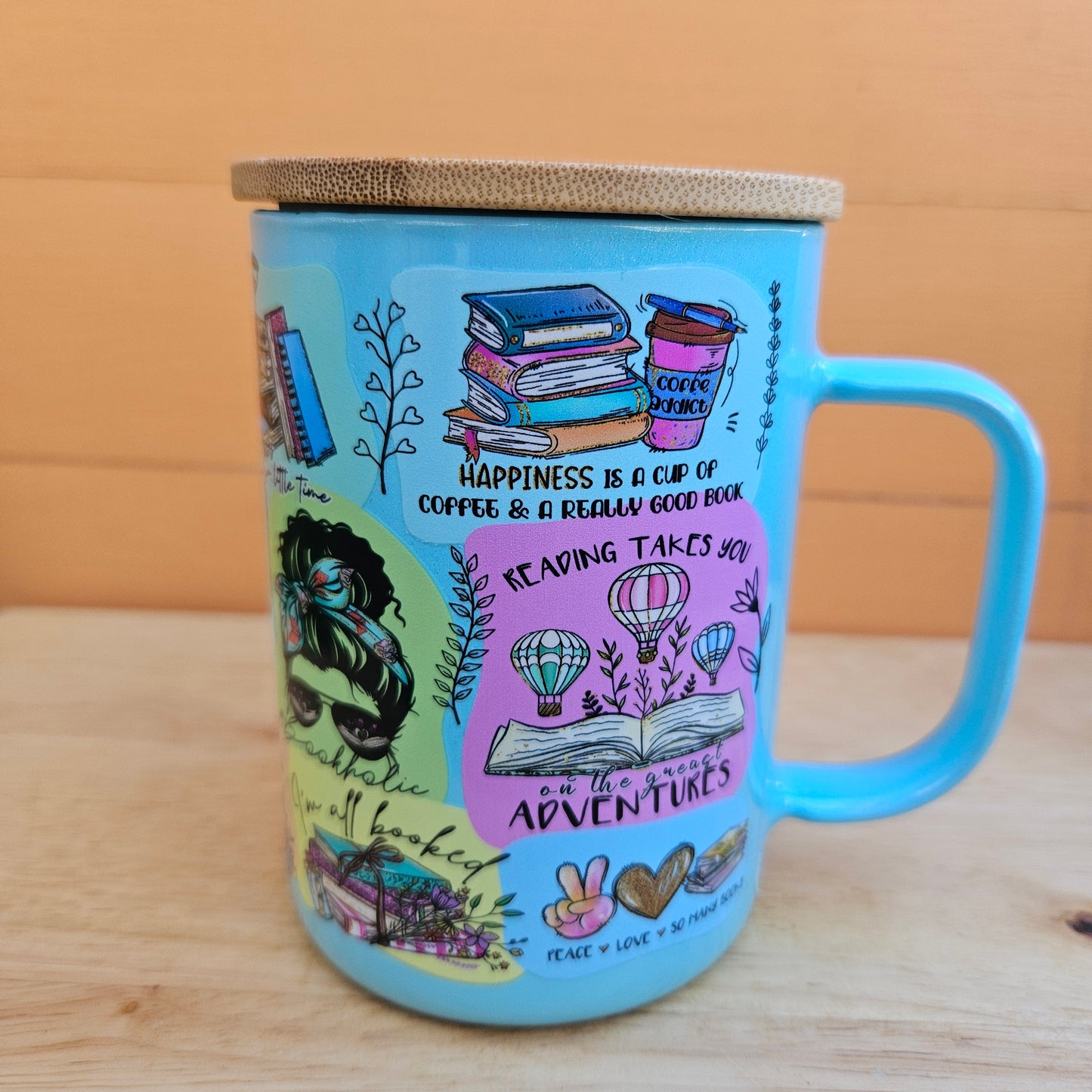 Reading Helps Your Mind Blue Shimmer Glass Mug - 16oz