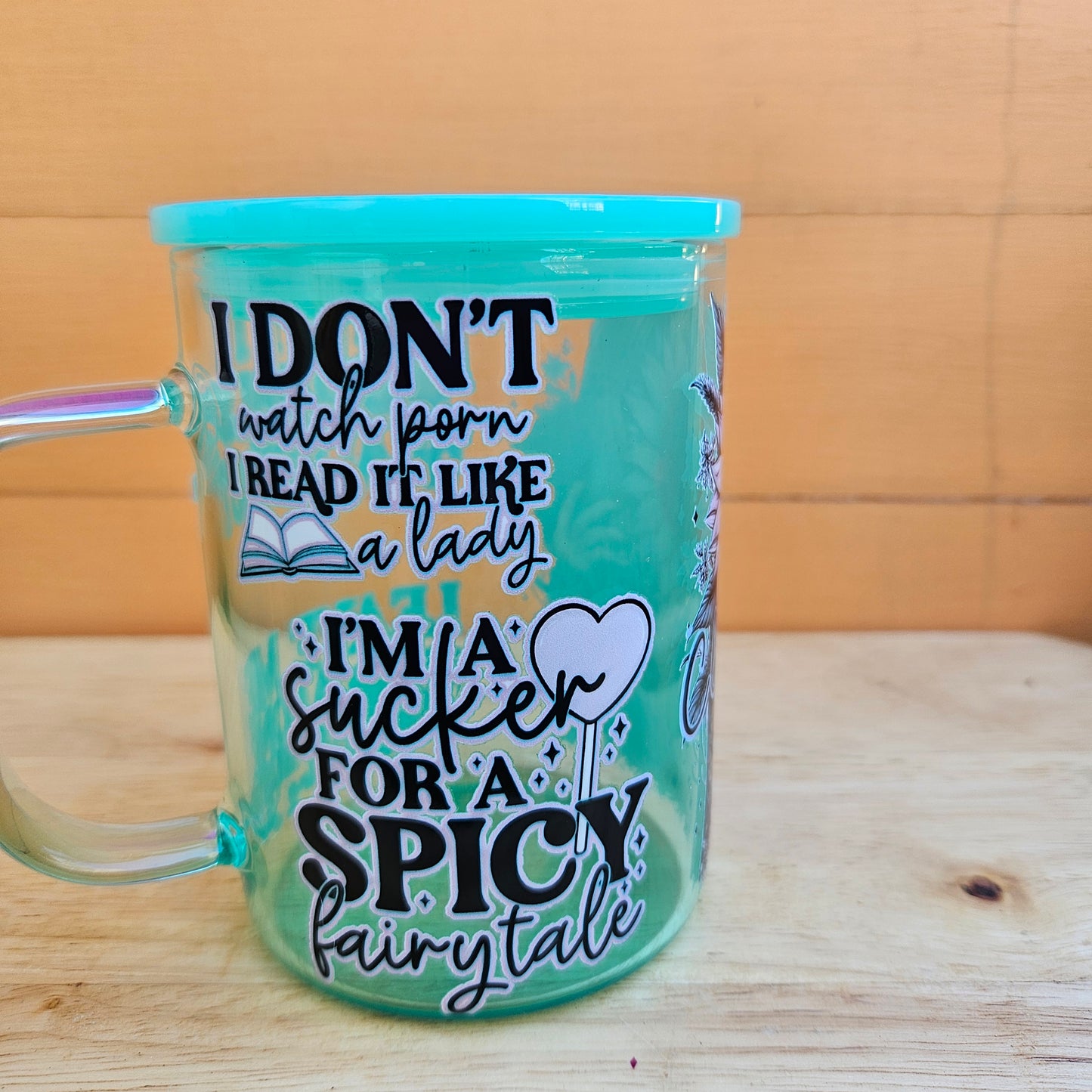 Cliterature Green Ombre Glass Mug - 16oz