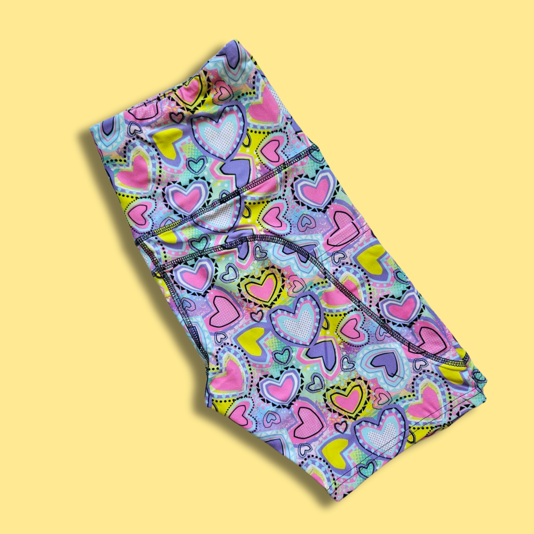 Retro Hearts Bike Shorts