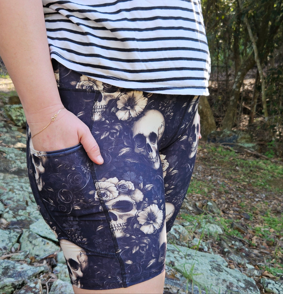 Sepia Skulls Bike Shorts