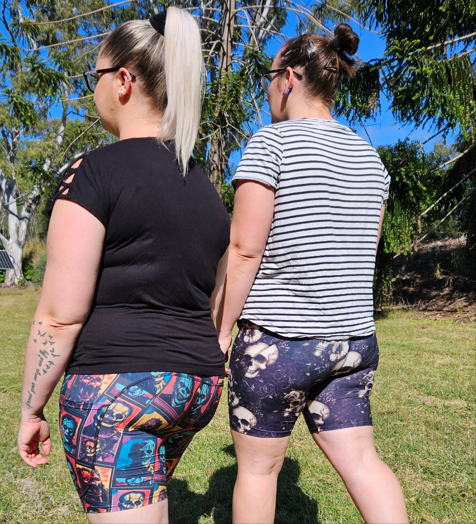 Sepia Skulls Bike Shorts