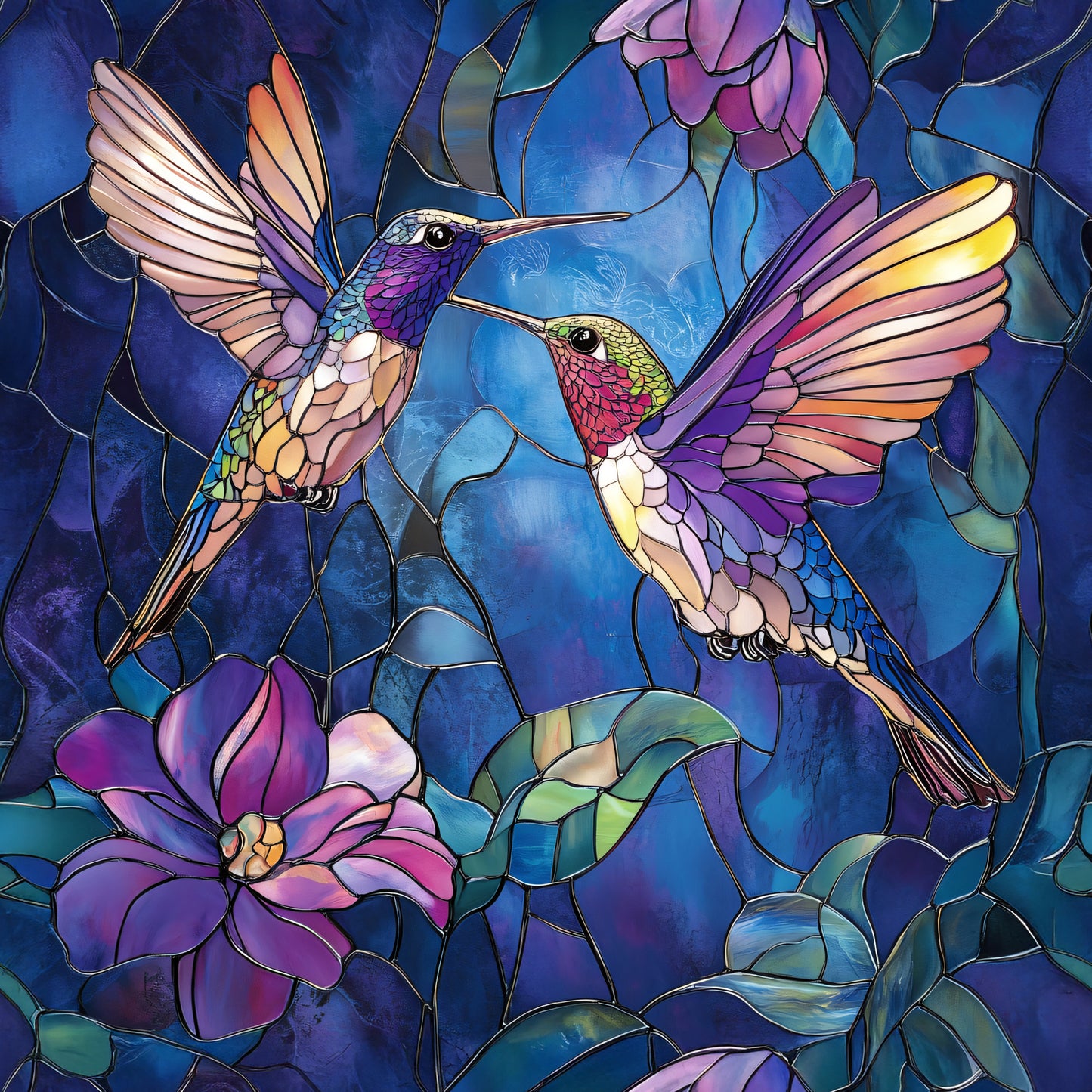 Stained Glass Hummingbirds Bike Shorts