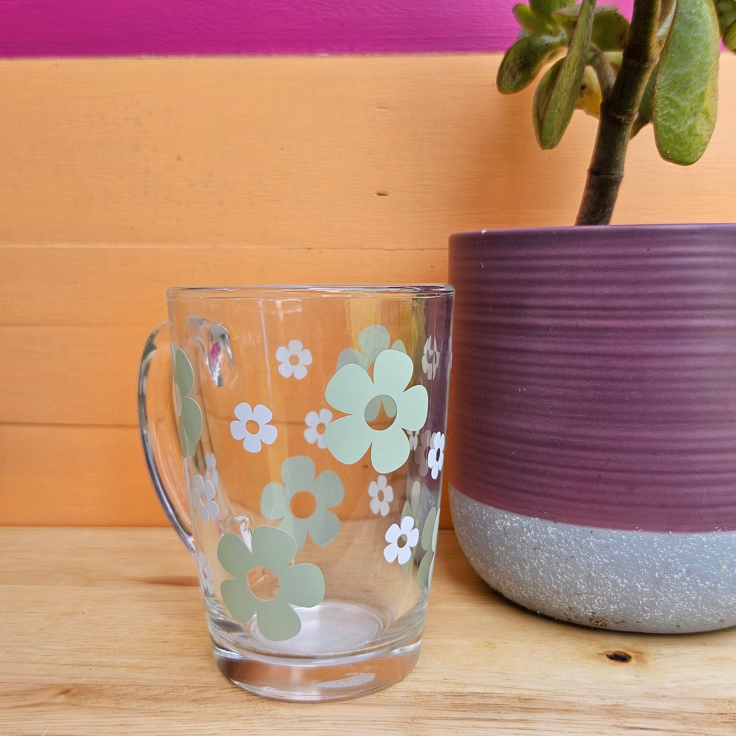 Glass Flower Mug - 11oz