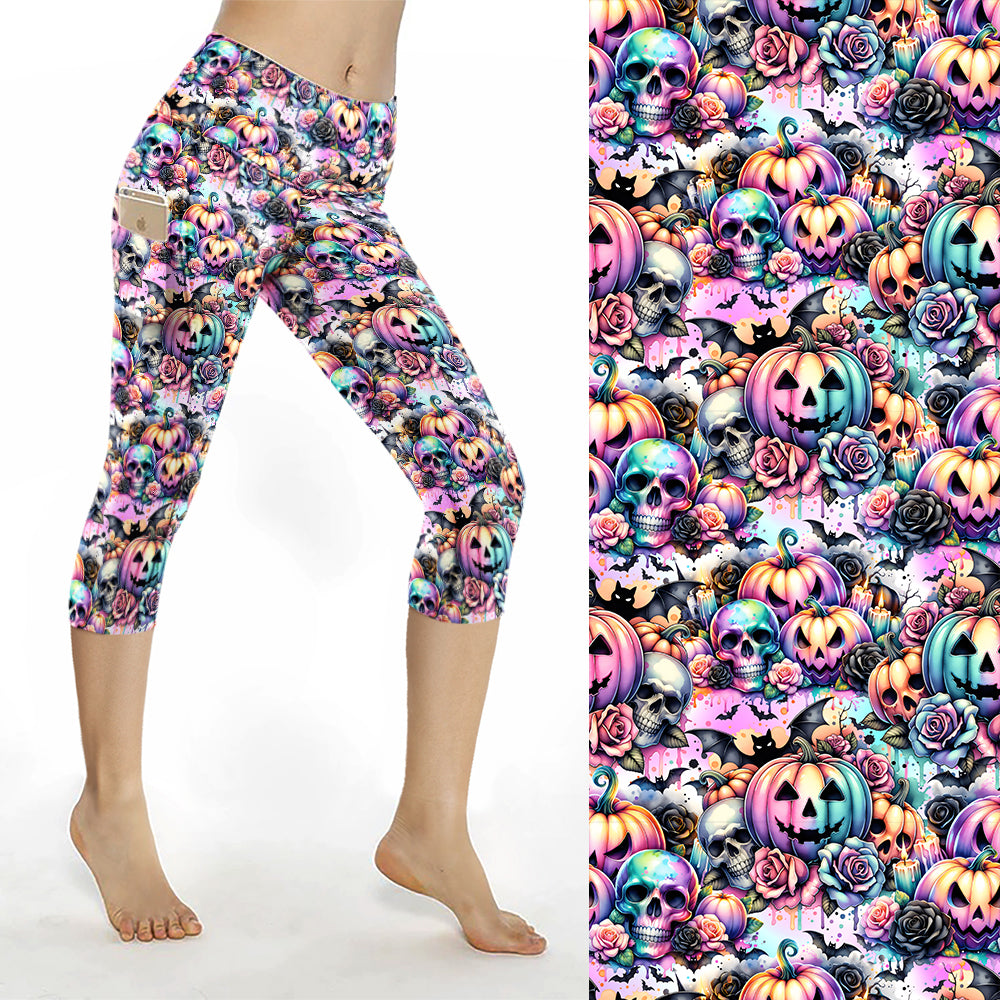 Pastel Pumpkins Capri Leggings