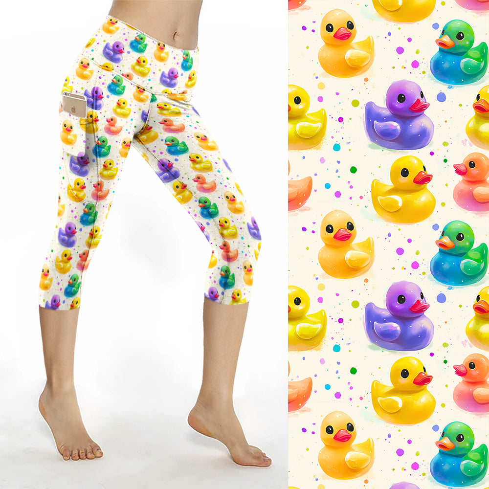 Rainbow Duckies Capri Leggings