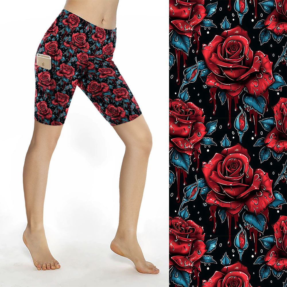 Rose Drip Art Bike Shorts