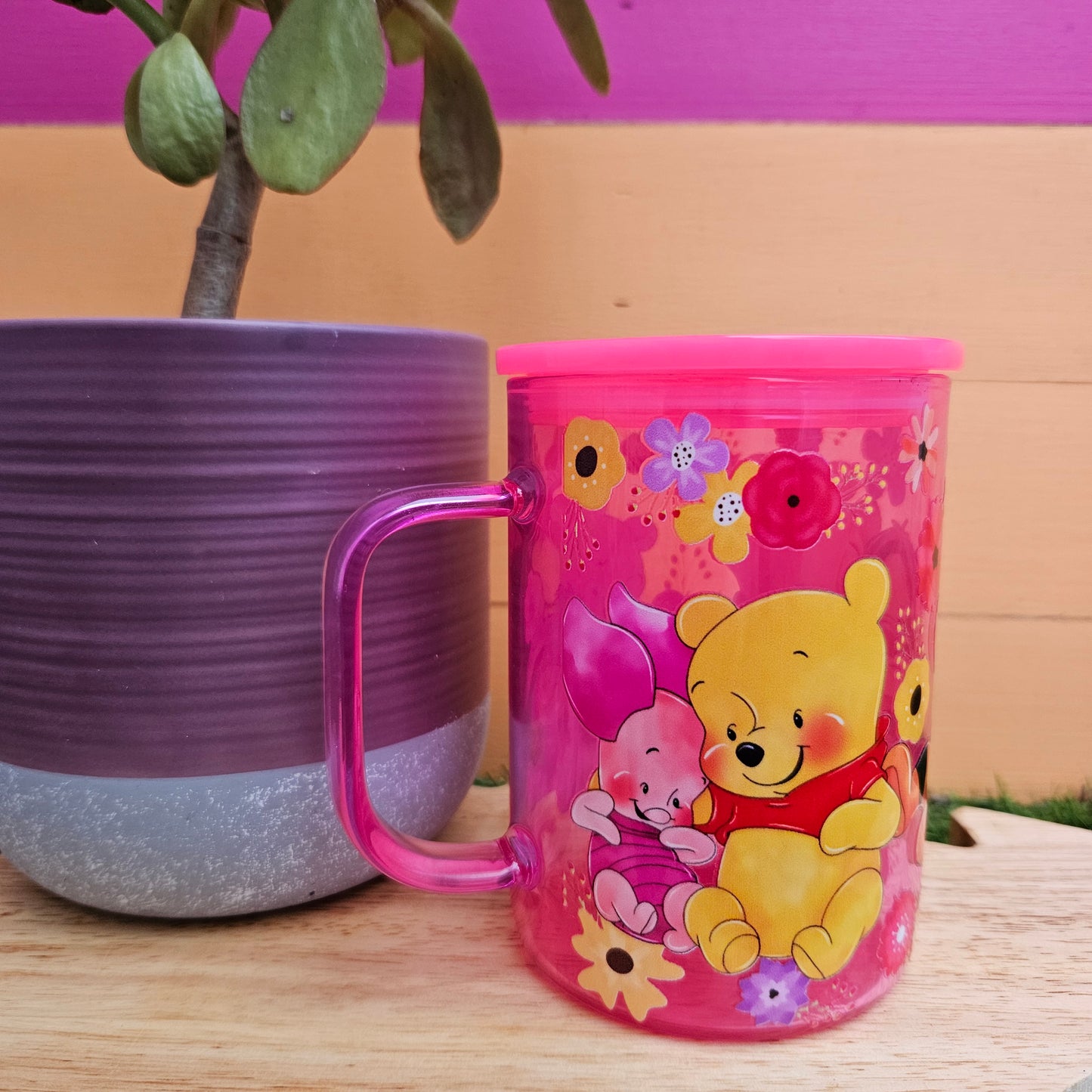 Winnie & Friends Neon Pink Glass Mug - 17oz