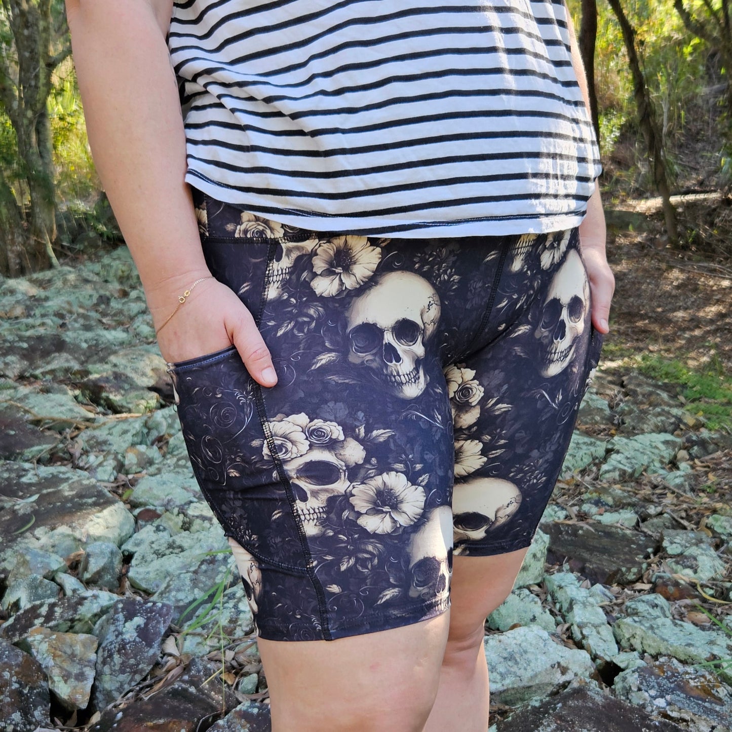 Sepia Skulls Bike Shorts