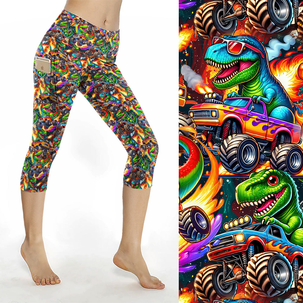 Dino Trucks Capri Leggings