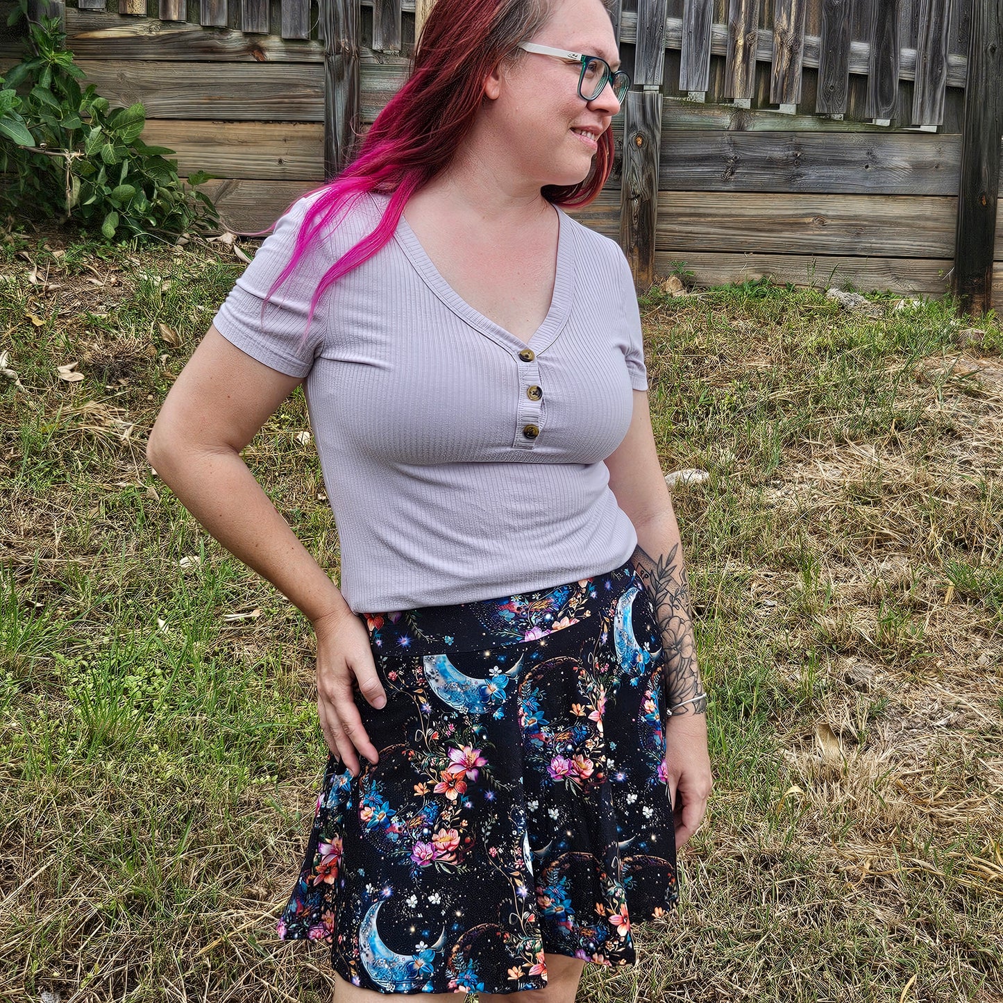 Moonlight Flowers Skort