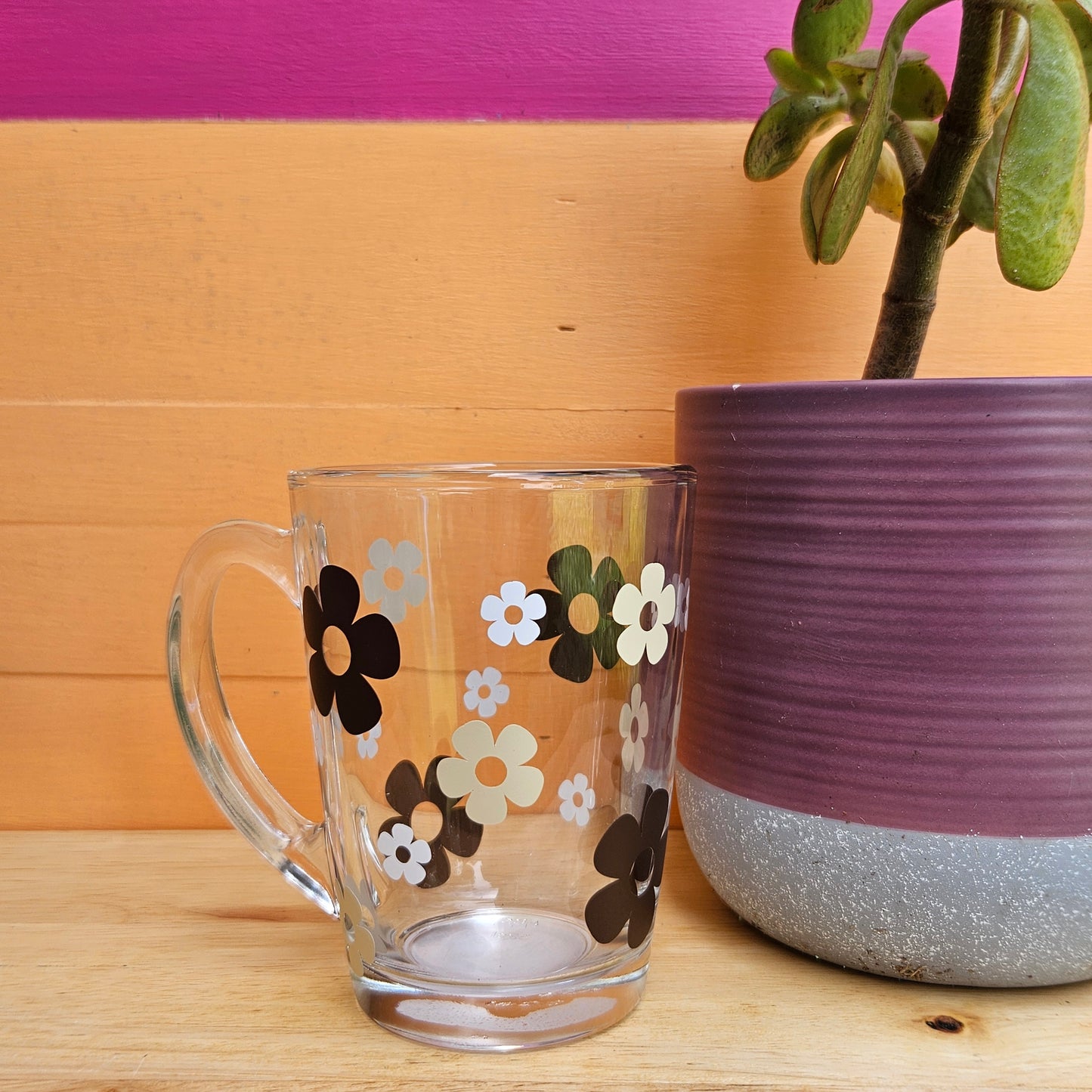 Glass Flower Mug - 11oz