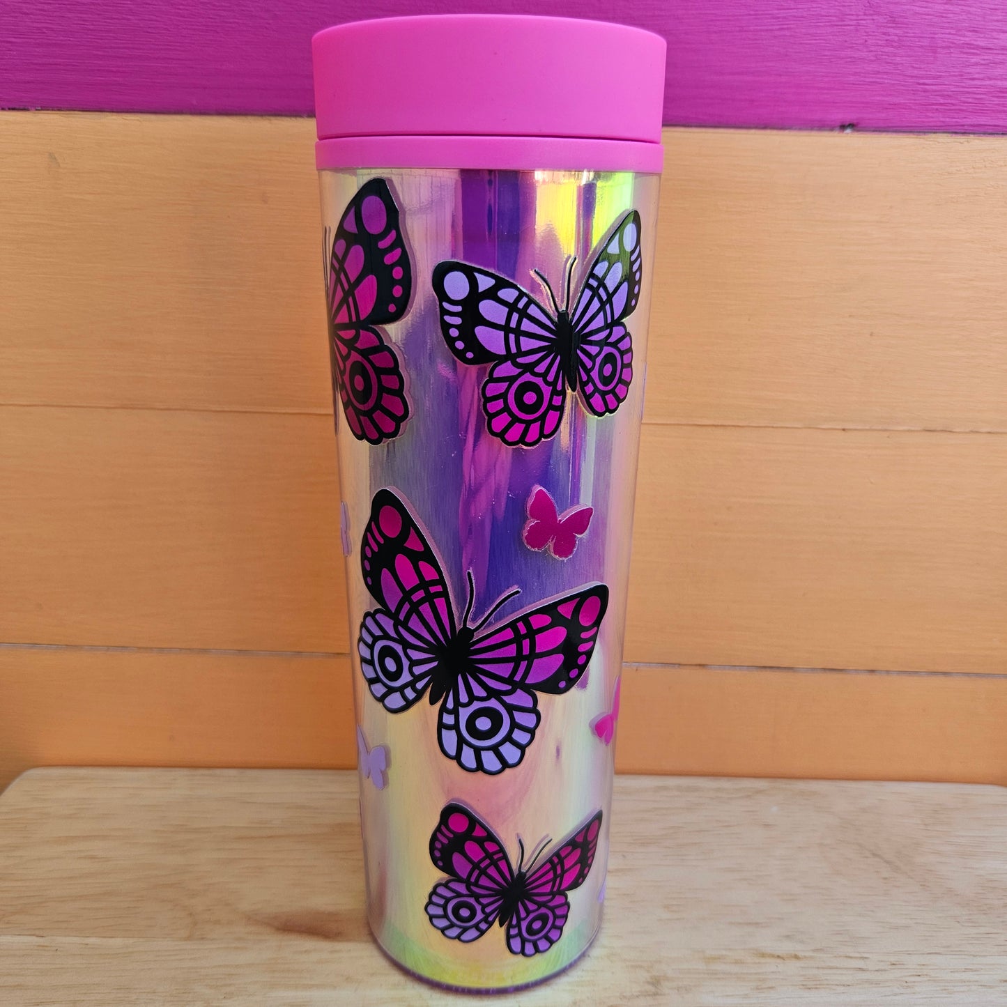 Butterfly Iridescent Plastic Tumbler