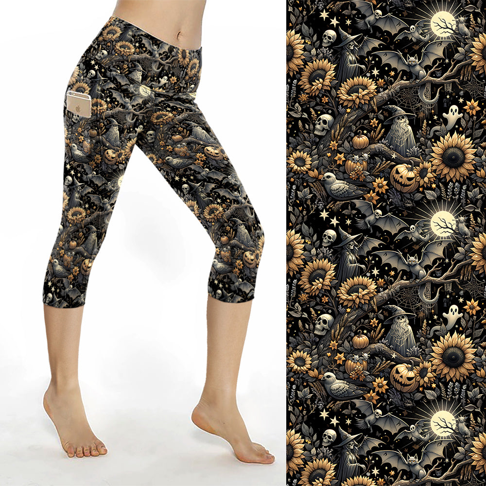 Halloween Garden Capri Leggings