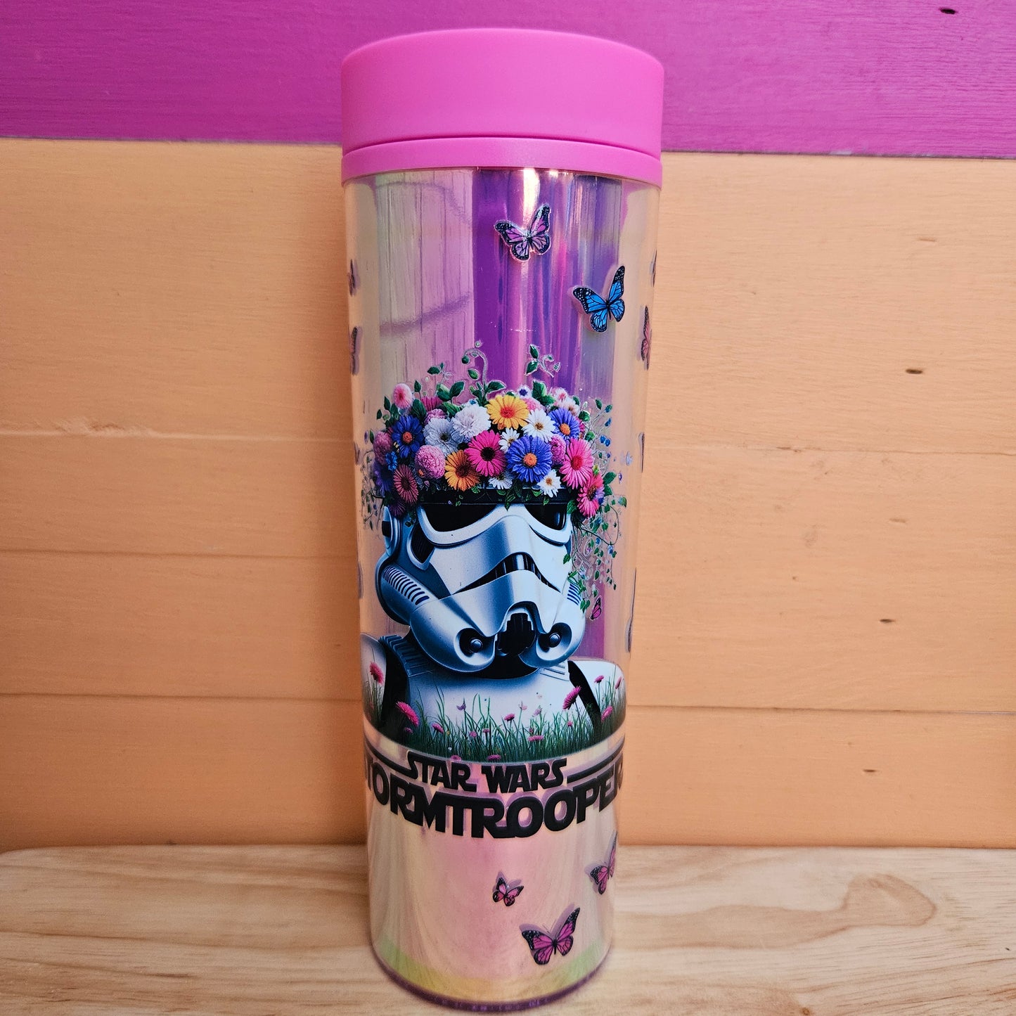 Floral Trooper Plastic Iridescent Tumbler