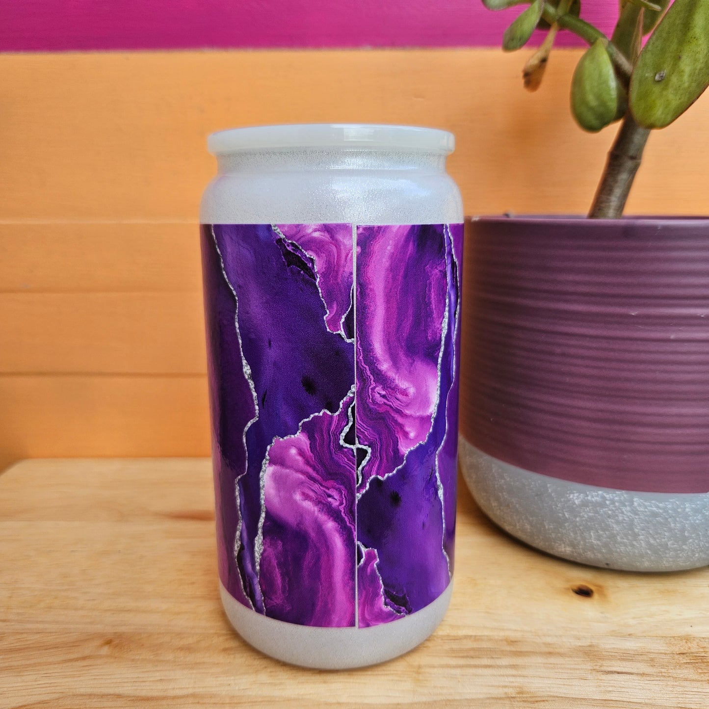 Crystals White Glitter Glass Tumbler - 16oz