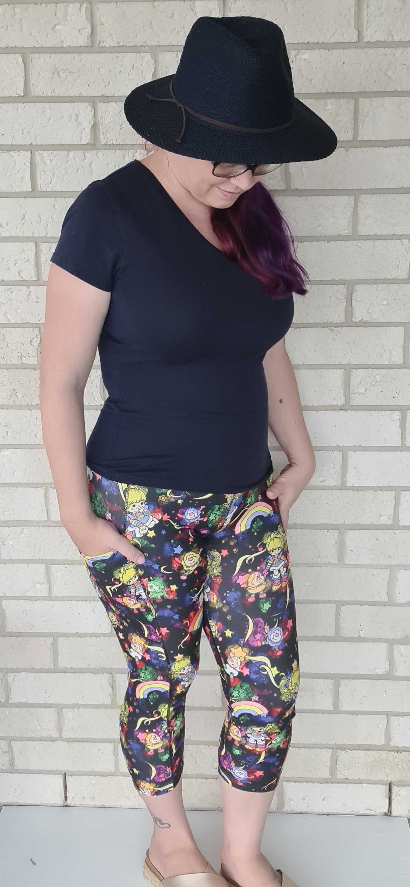 Bright Rainbow Yoga Band Capri with Pockets