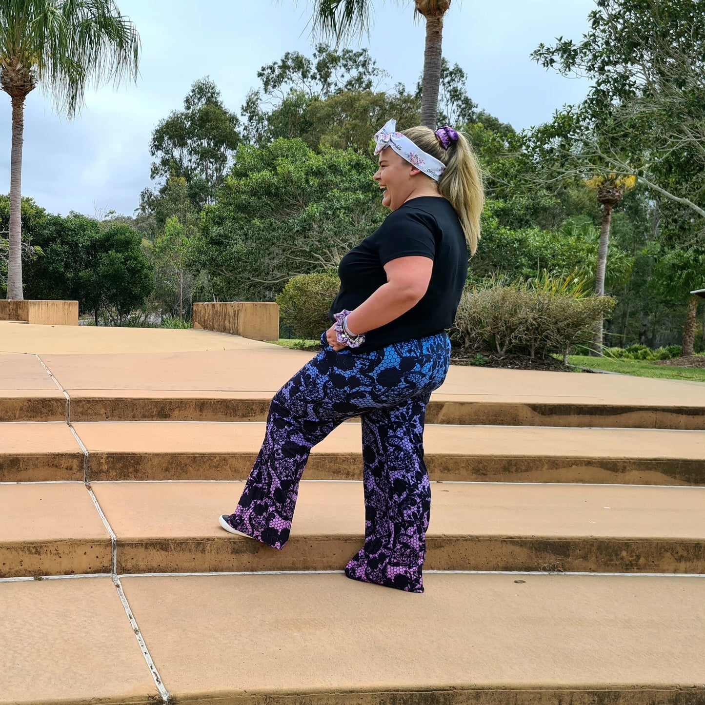 Purple Lace Beauty Lounge Pants (Yoga Band) w/ Pockets