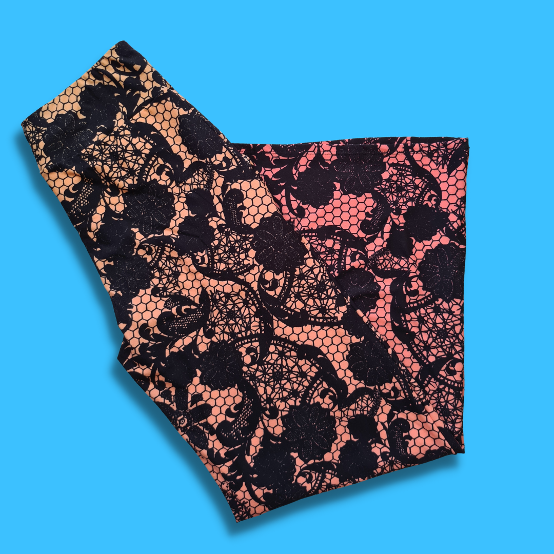 Orange Lace Beauty Lounge Pants (Yoga Band) w/ Pockets