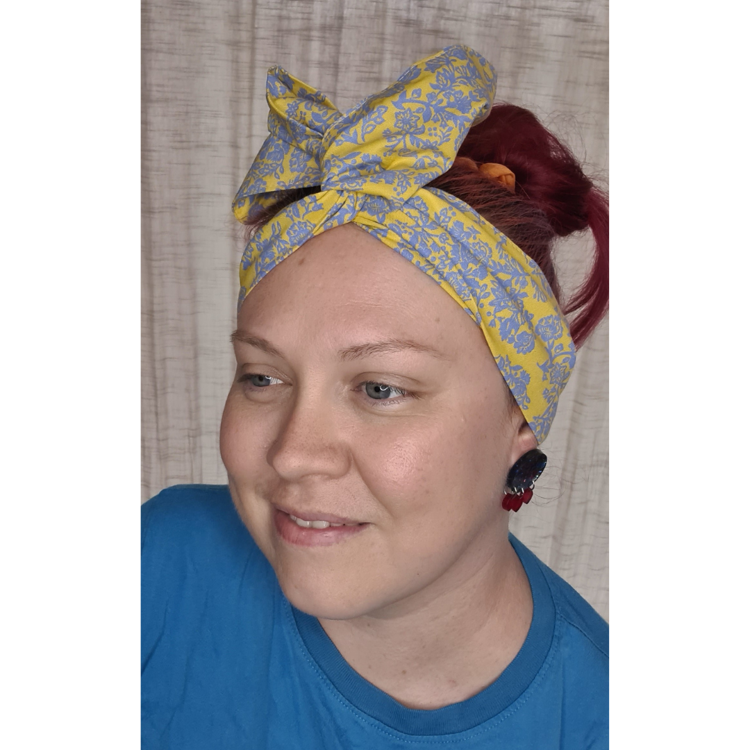 Blue & Yellow Damask Wire Headbands