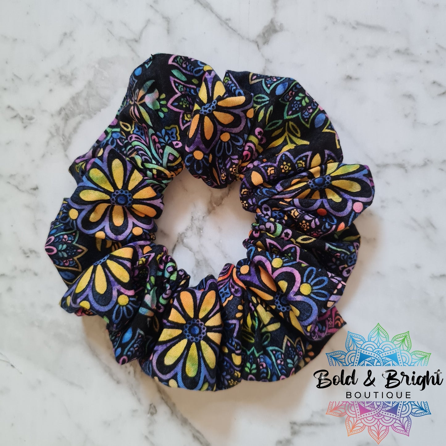 Rainbow Mandala Garden Scrunchie