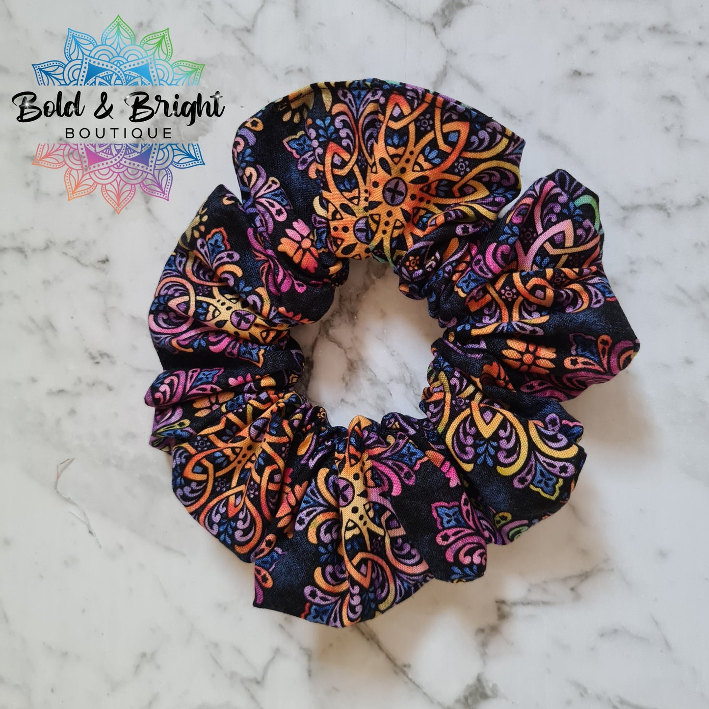 Rainbow Mandala Garden Scrunchie