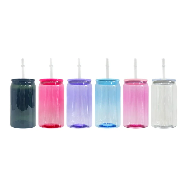 Coloured plastic can cup with matching lids - 16oz *IN STOCK*