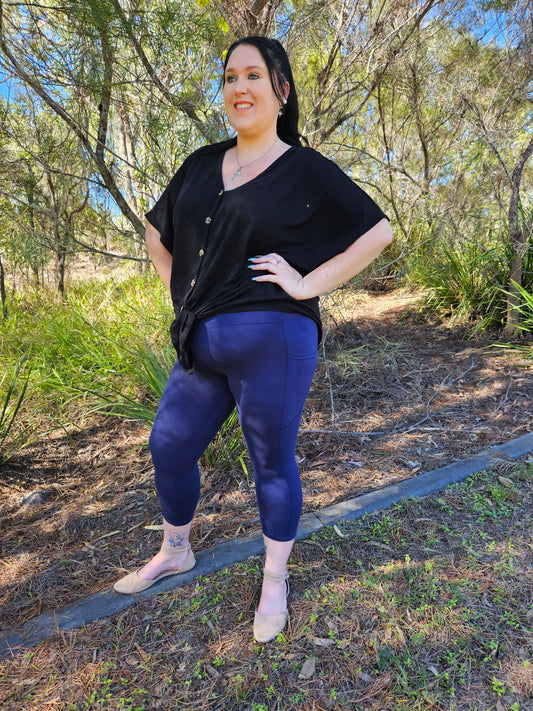 Solid Navy Pocket Leggings