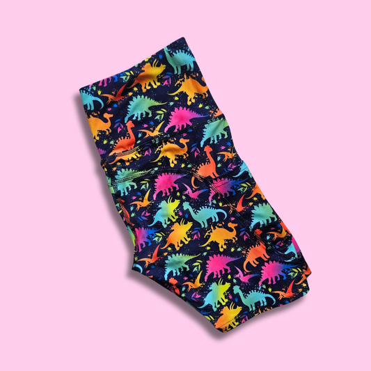 Rainbow Dinos Bike Shorts