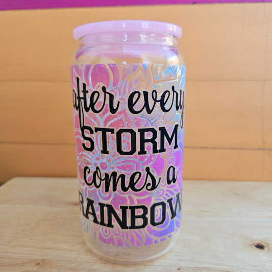 Storm Rainbow Clear Glass Tumbler - 16oz