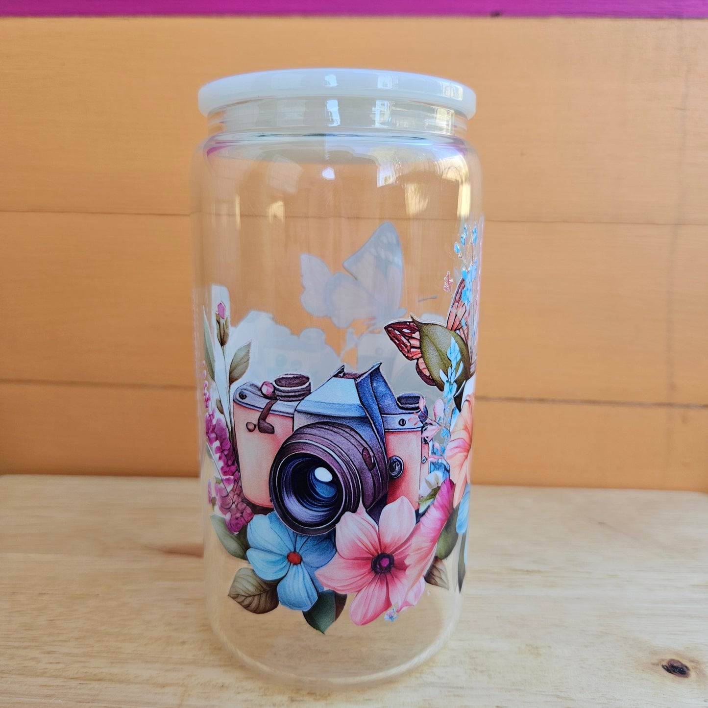 Camera Clear Glass Tumbler - 16oz