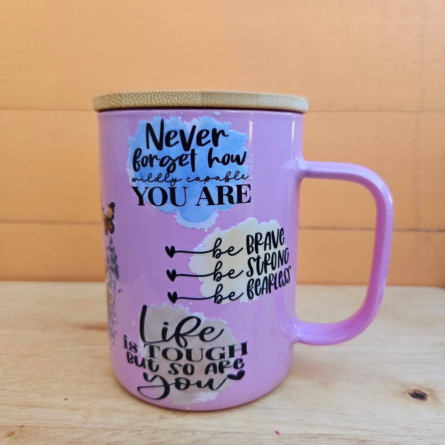 You Are Enough Purple Shimmer Glass Mug - 16oz