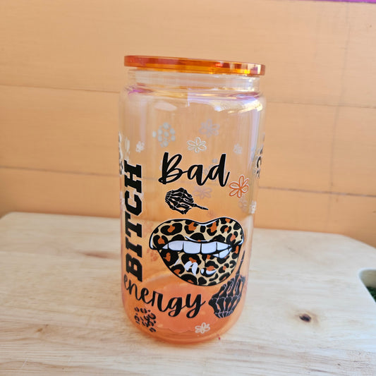 Bad B*tch Energy Yellow Ombre Glass Tumbler - 16oz
