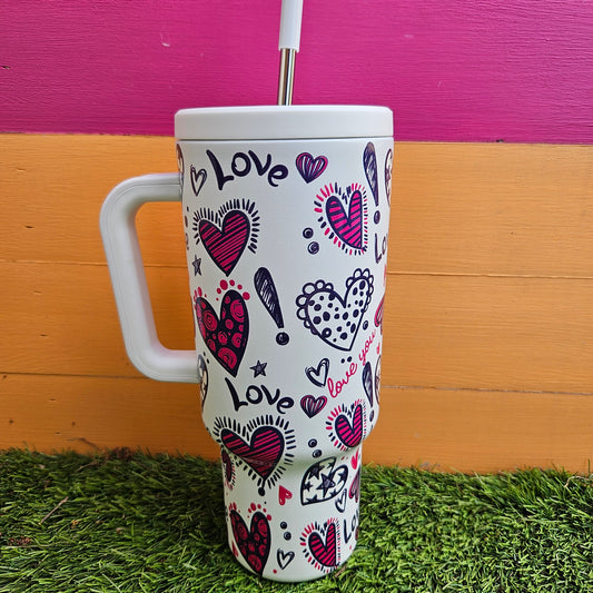 40oz Love You Fun Hearts Tumbler