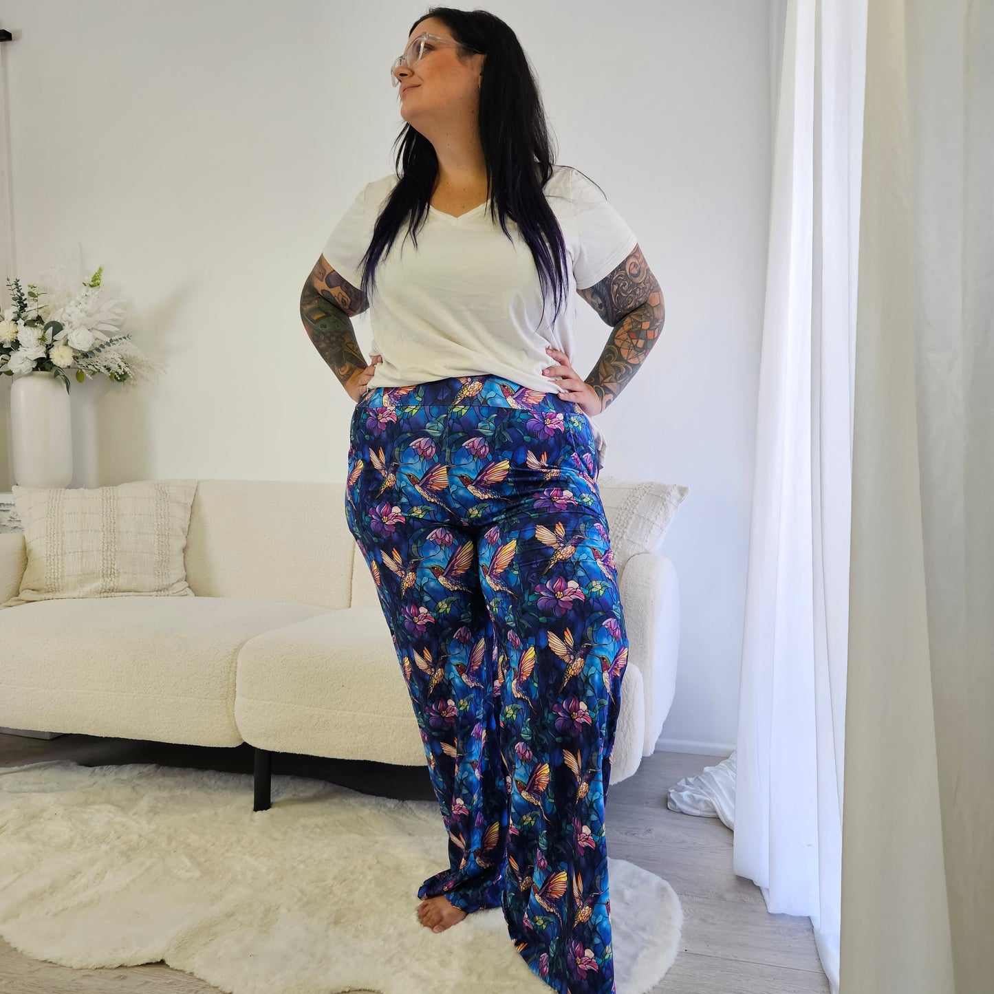 Stained Glass Hummingbirds Lounge Pants
