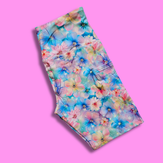Sparkle Flowers Pockets Bike Shorts