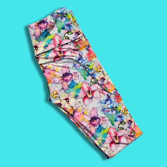 Floral Painting Capri Leggings