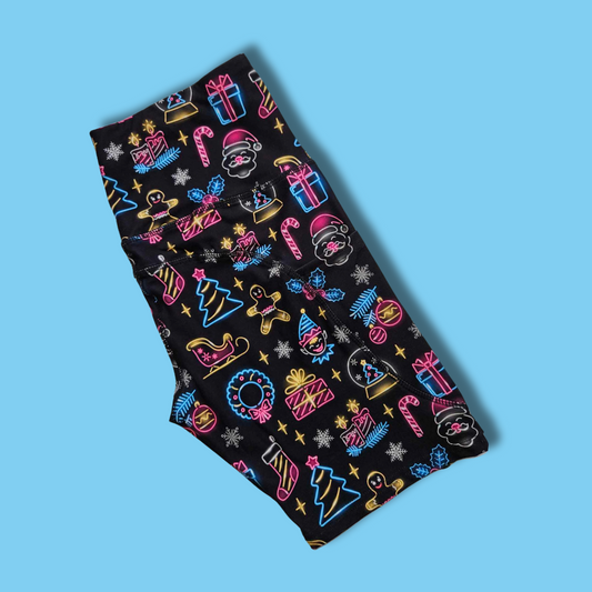 Neon Christmas Pockets Bike Shorts