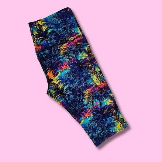 Rainbow Palms Capris w/ Pockets