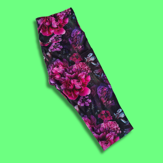 Plum Coloured Flowers Adults Leggings