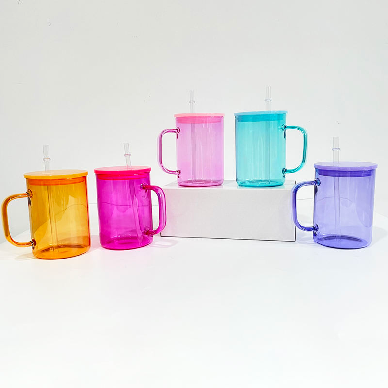 Jelly Coloured Glass Mugs with Handle - 17oz *IN STOCK*