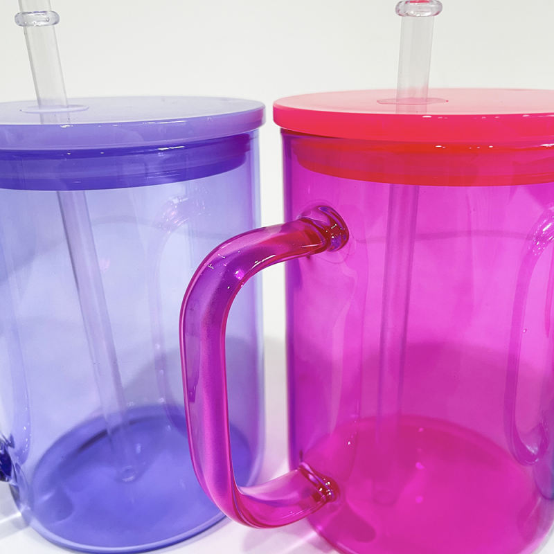 Jelly Coloured Glass Mugs with Handle - 17oz *IN STOCK*