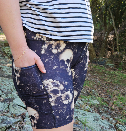 Sepia Skulls Bike Shorts
