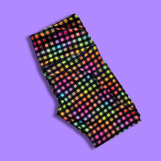 Rainbow Checkers Bike Shorts