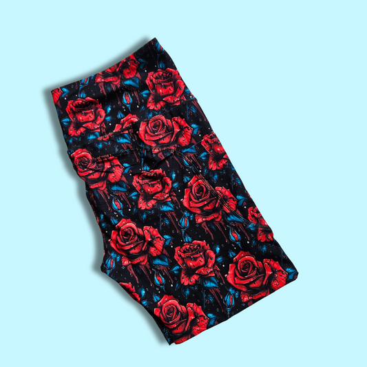 Rose Drip Art Bike Shorts
