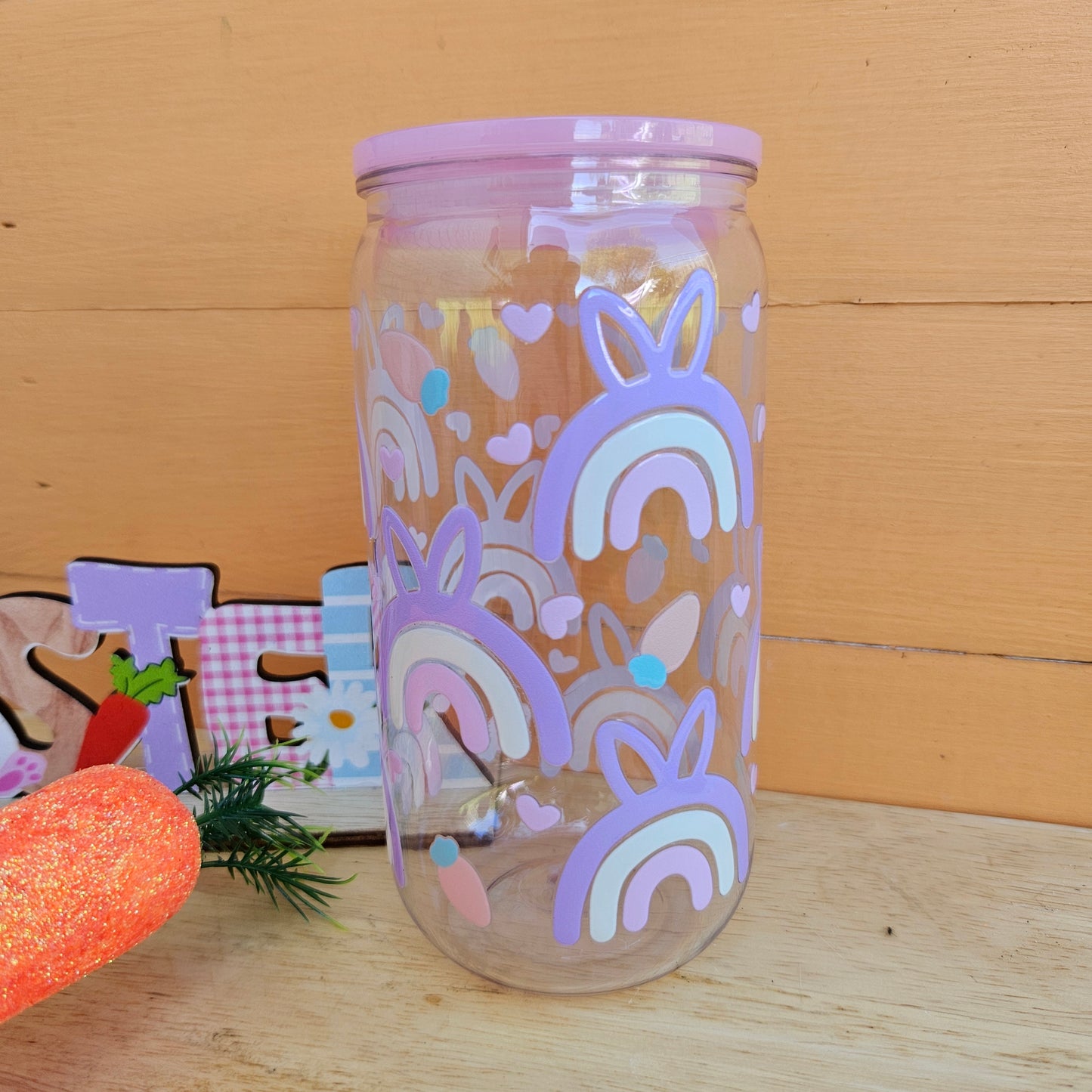 Rainbow Easter Ears Plastic Tumbler