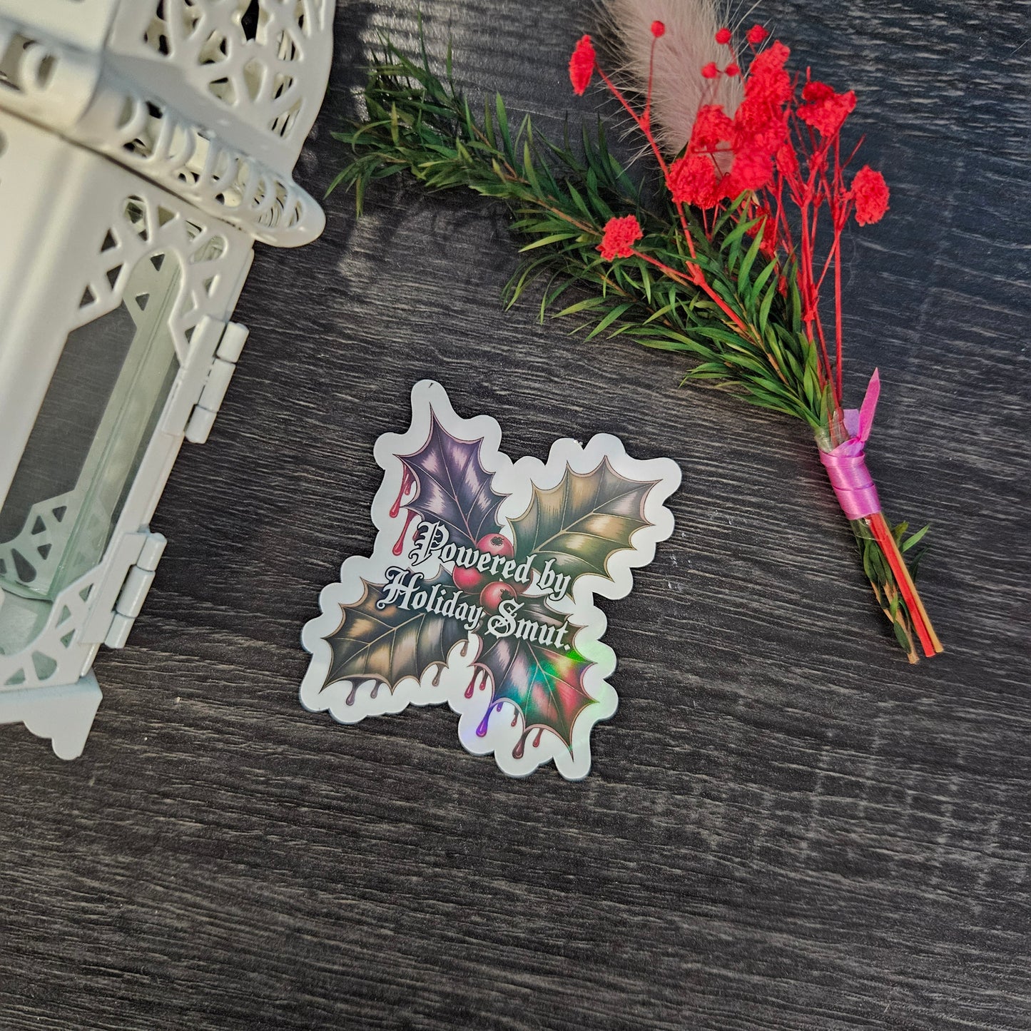 Holographic Powered by Holiday Smut Sticker